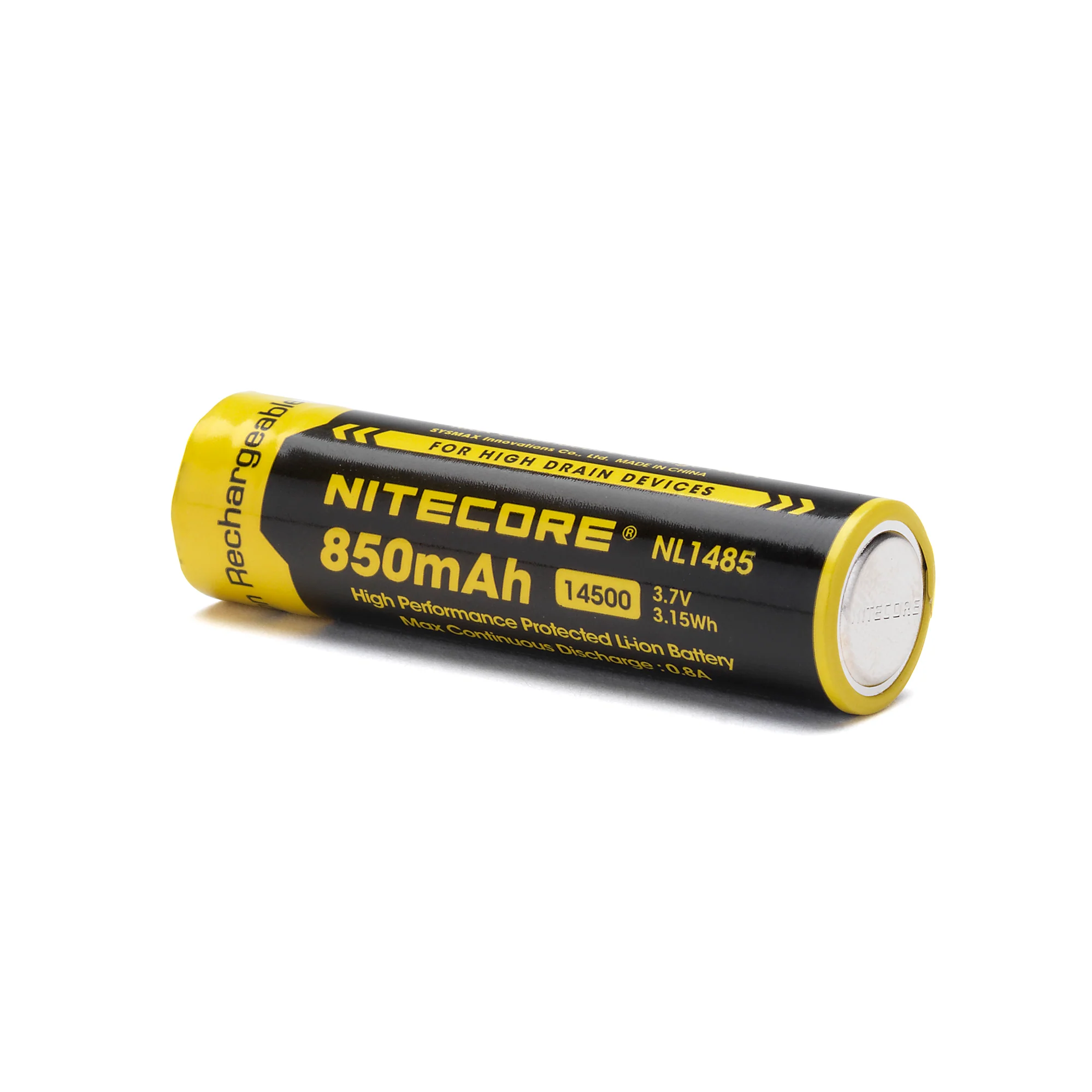 Nitecore NL1485 14500 850mAh Battery - Protected Button Top - Image 3