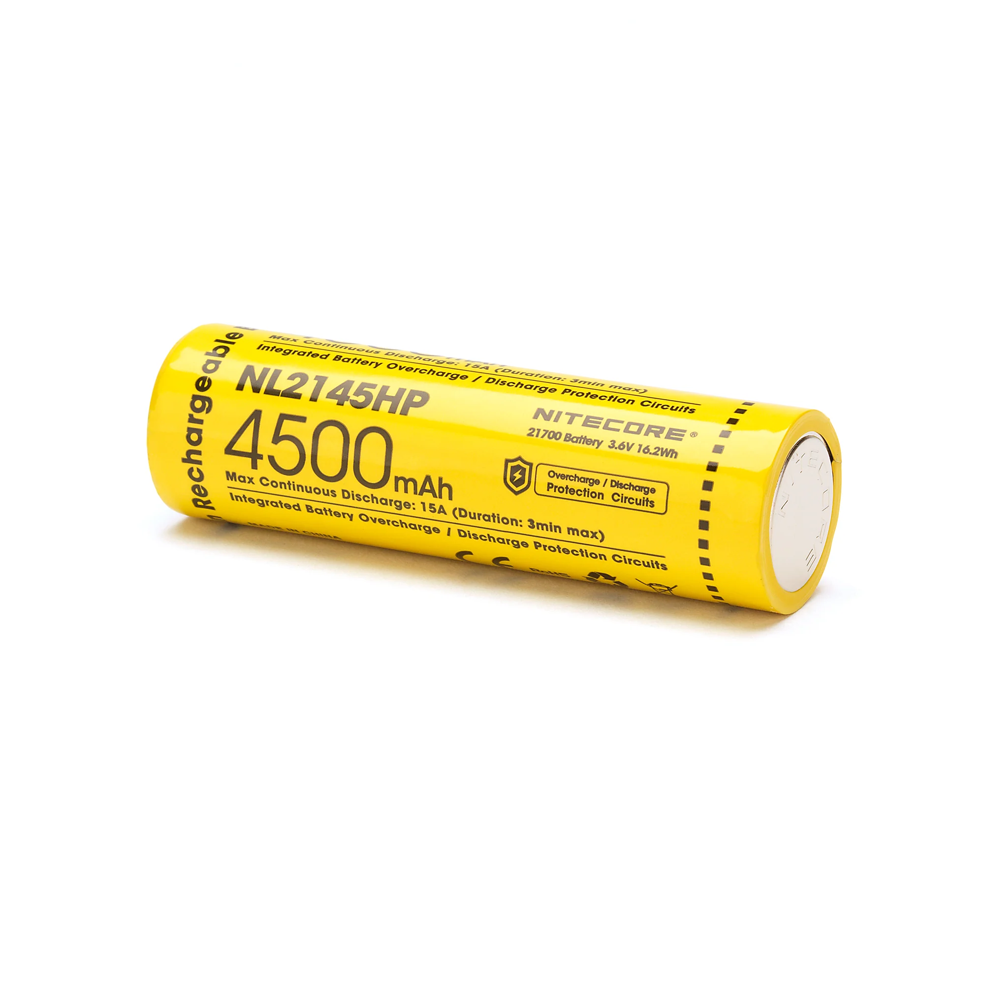 Nitecore NL2145HP 21700 4500mAh 15A Battery - Protected Button Top - Image 3