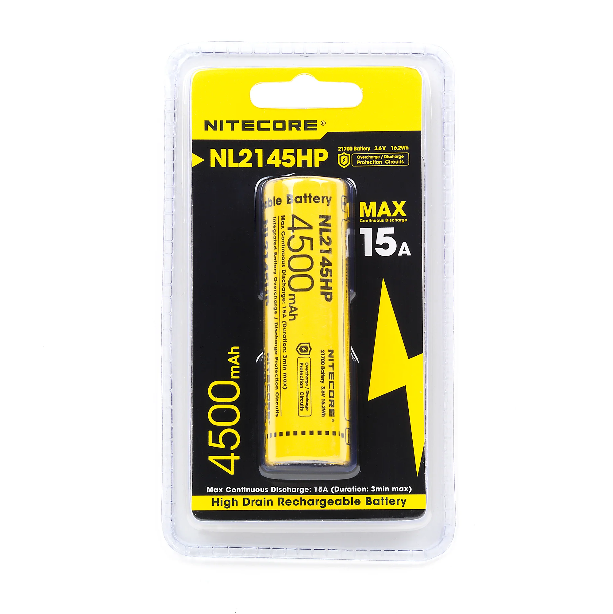 Nitecore NL2145HP 21700 4500mAh 15A Battery - Protected Button Top - Image 4