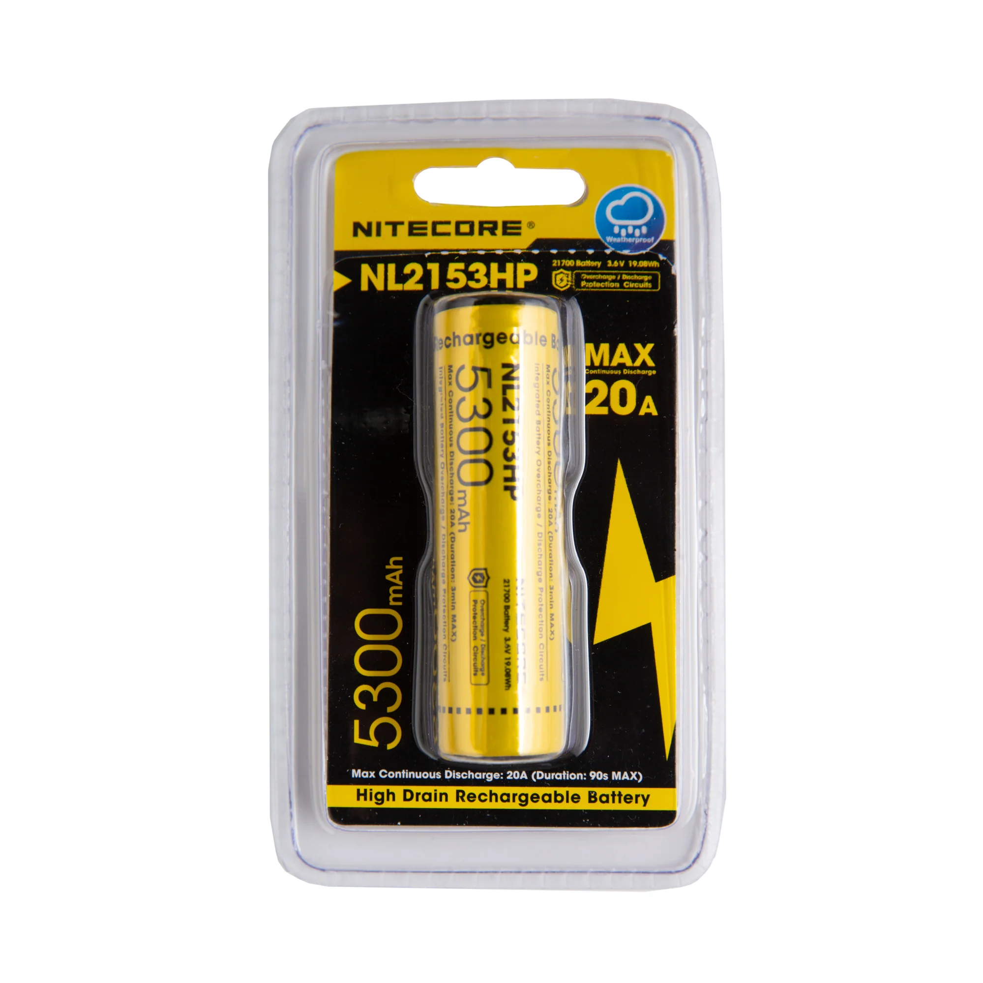 Nitecore NL2153HP 21700 5300mAh 20A Battery - Protected Button Top - Image 4