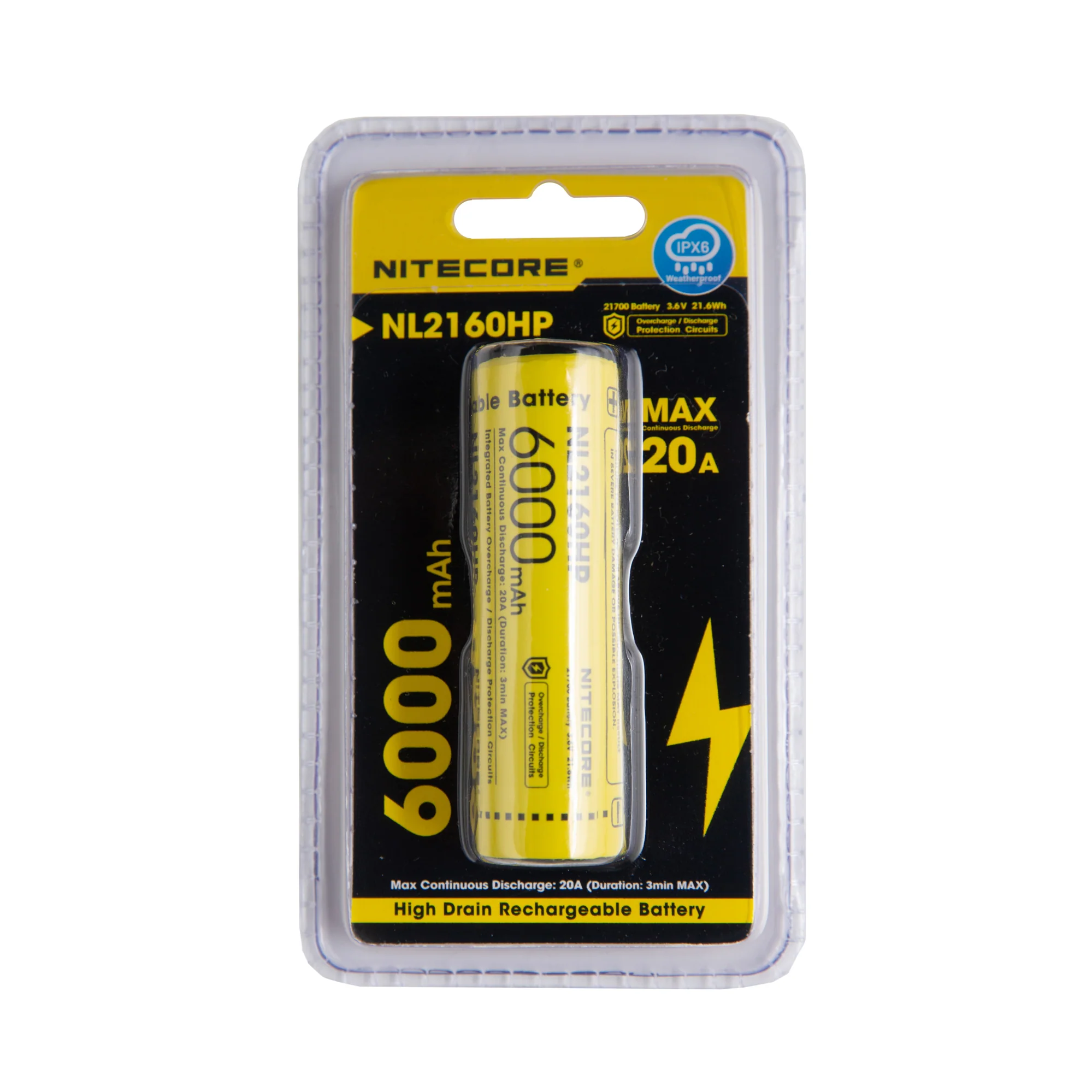 Nitecore NL2160HP 21700 6000mAh 20A Battery - Protected Button Top - Image 4