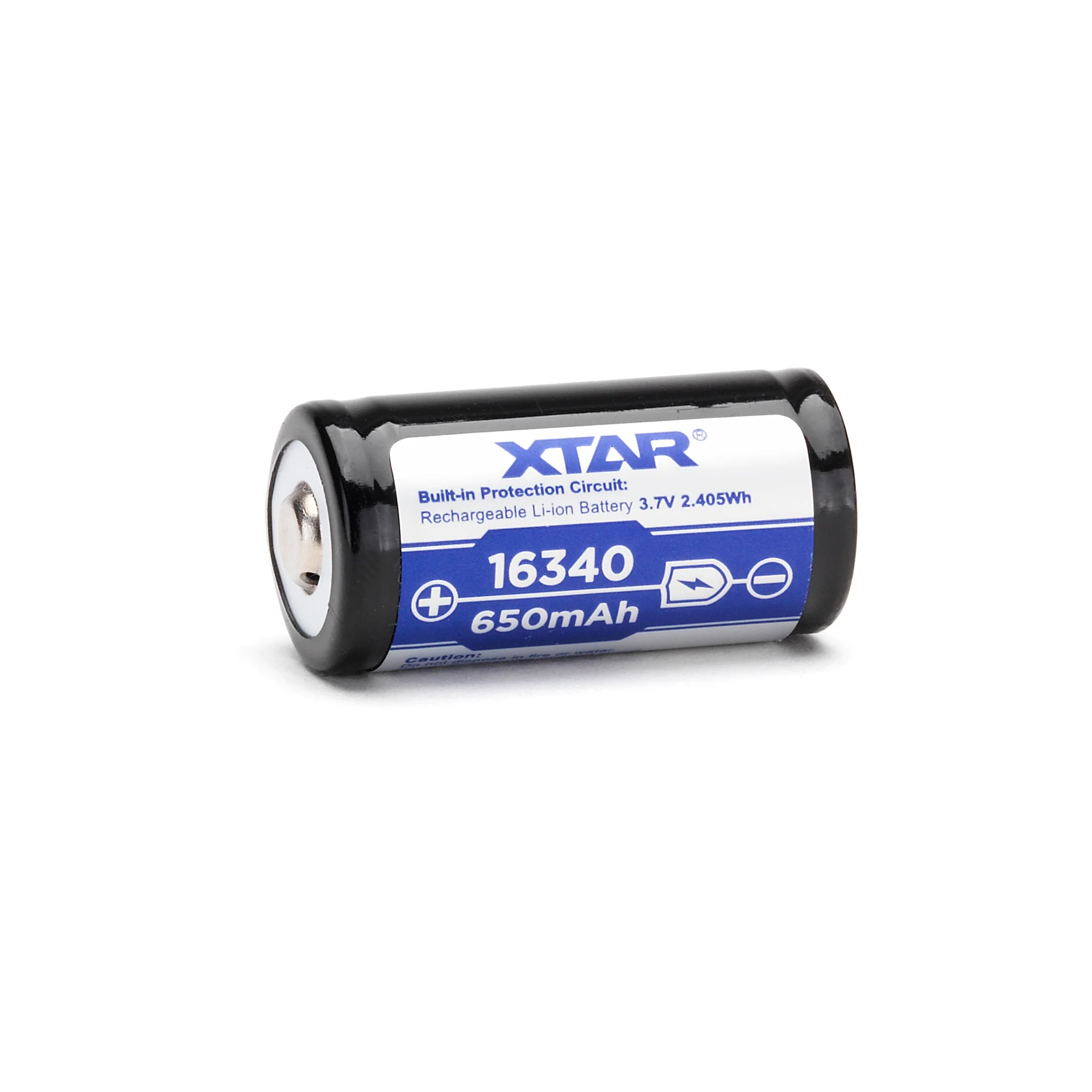 XTAR 16340 650mAh Battery - Protected Button Top - Image 3