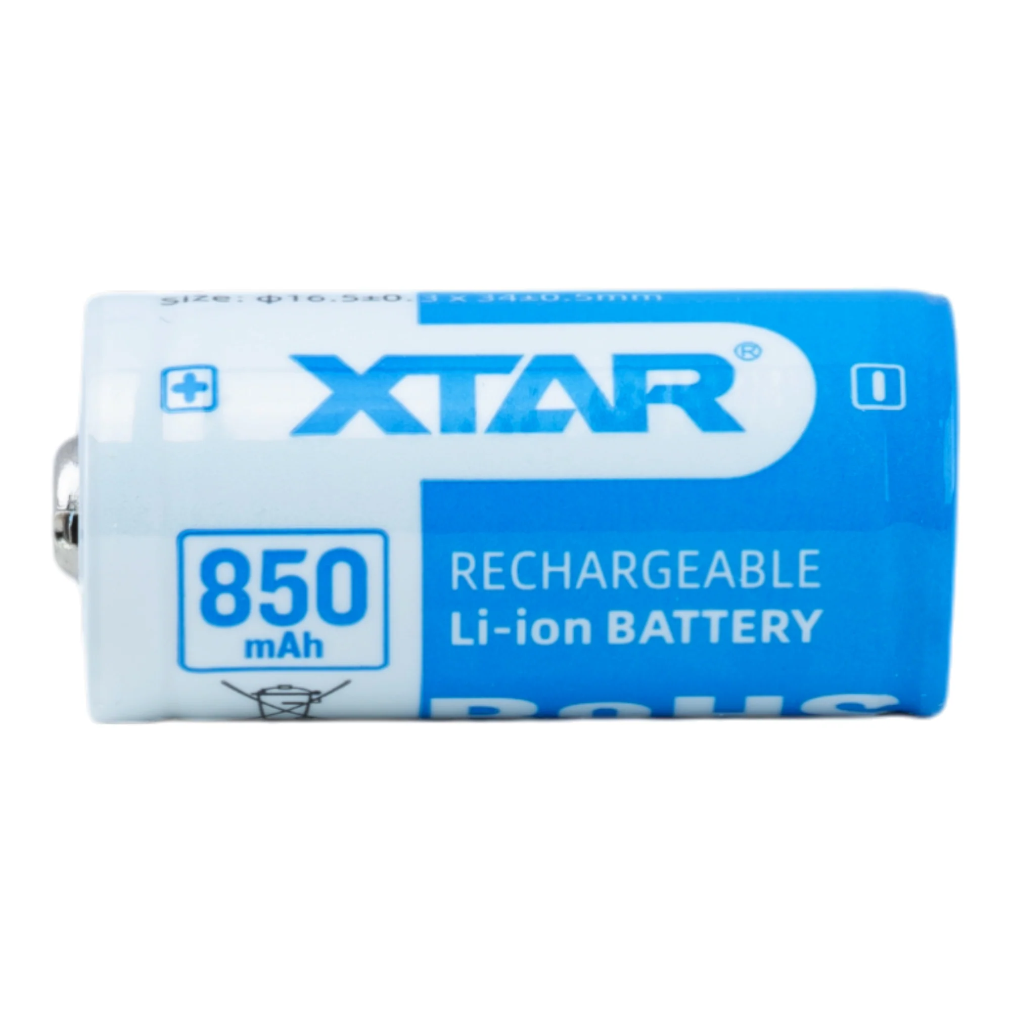 XTAR 16340 850mAh Battery - Protected Button Top - Image 4
